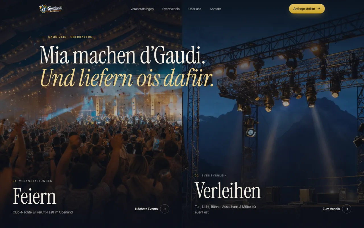 Startseite von Gaudizeid, Events und Eventverleih